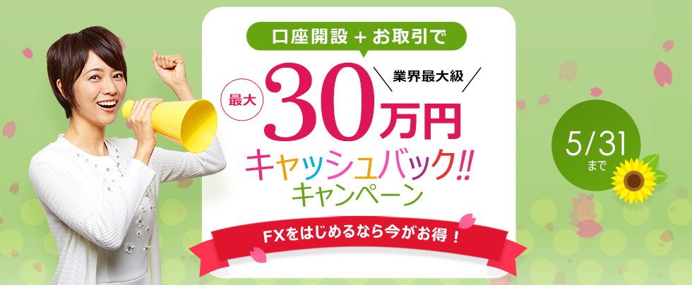 口座開設+お取引で最大300,000円キャッシュバック