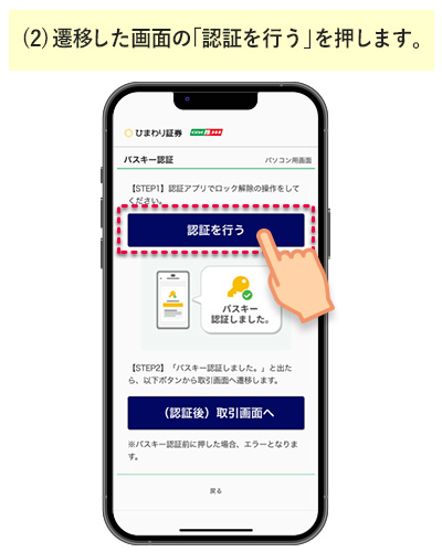 遷移後の画面の「認証を行う」を押します