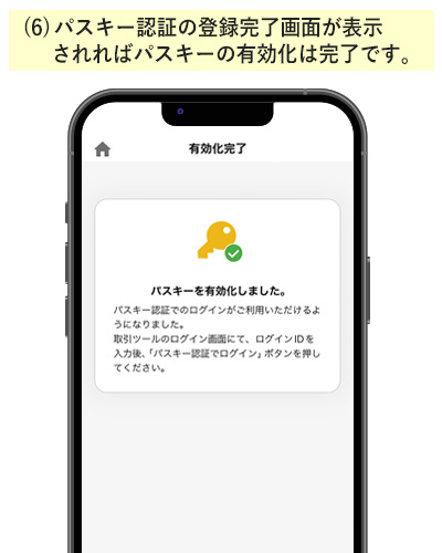 パスキー有効化の完了画面がでたら完了です